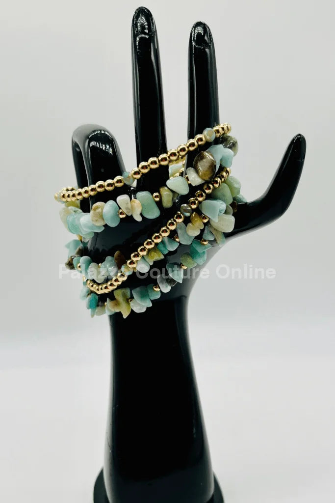 Rocio Mix  Beaded Amazonite Bracelet (Green Gold)