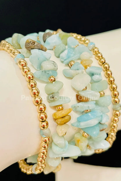 Rocio Mix  Beaded Amazonite Bracelet (Green Gold)