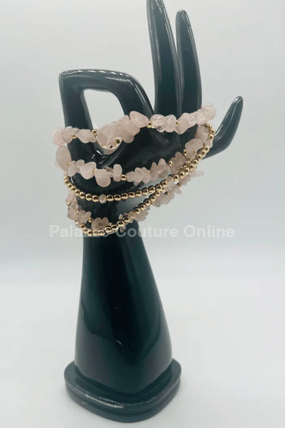 Rocio Mix  Beaded Quartz Bracelet (Pink & Gold)