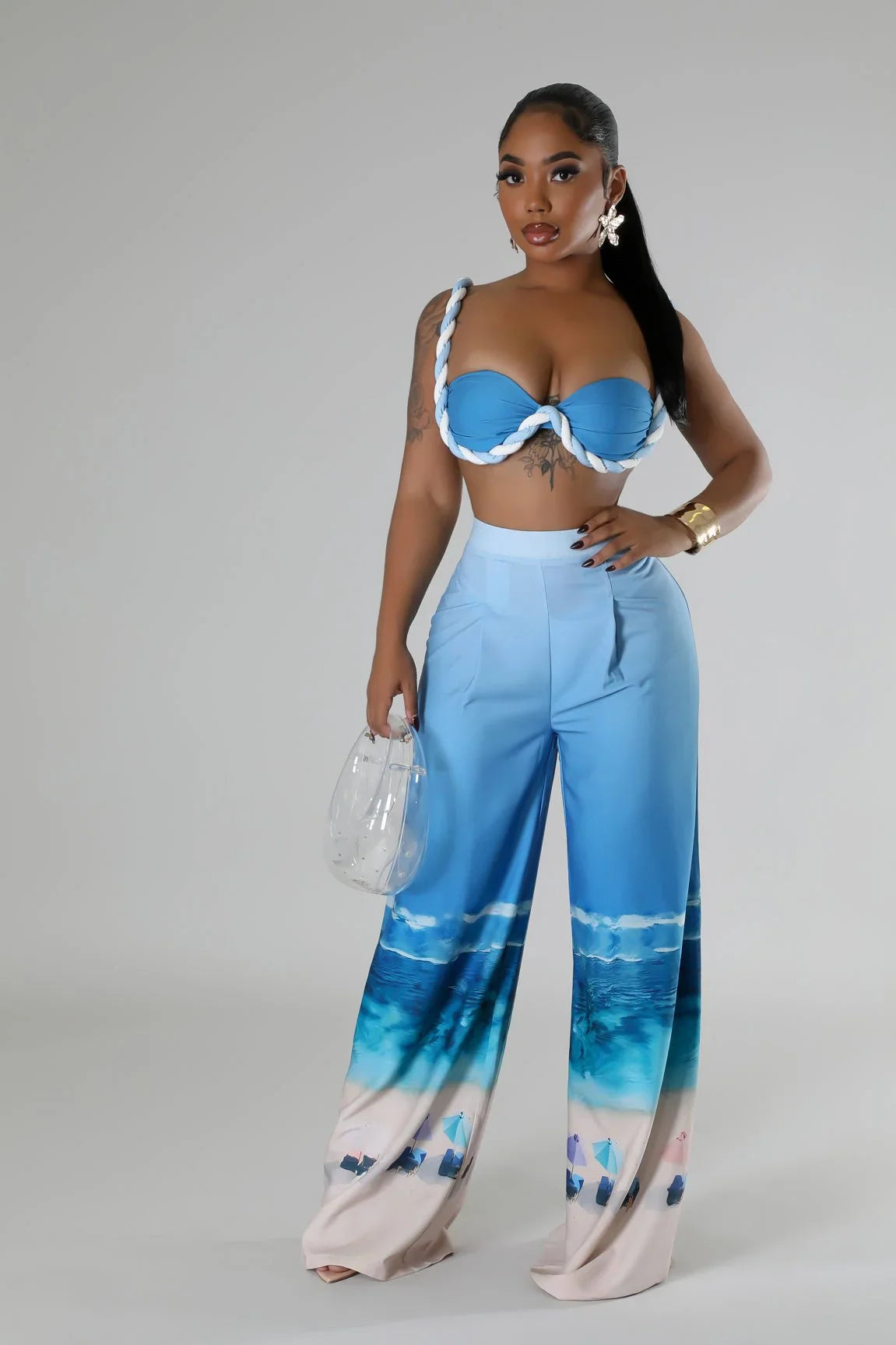 Romantic Getaway Pant Set - Blue
