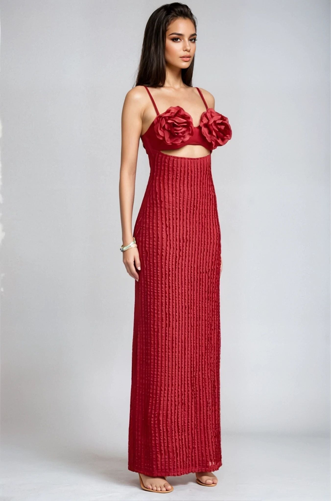 Rosette Embrace Maxi Dress – Burgundy