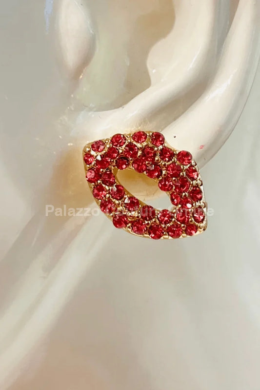 Ruby Pout Sparkle Stud Earrings (Pink)