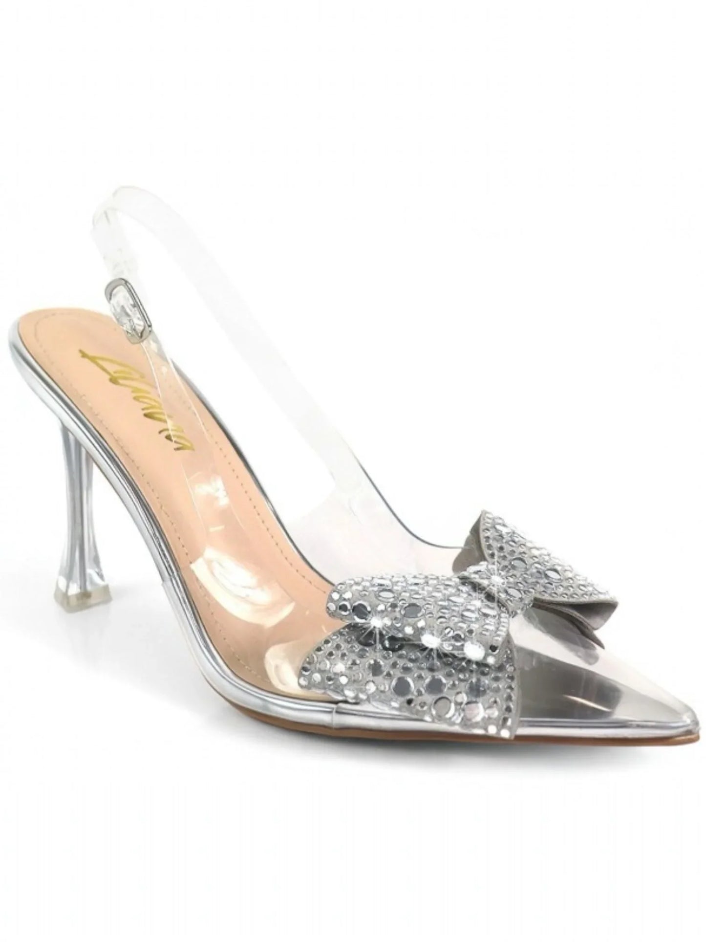 Sakina Crystal Bow Heels Silver