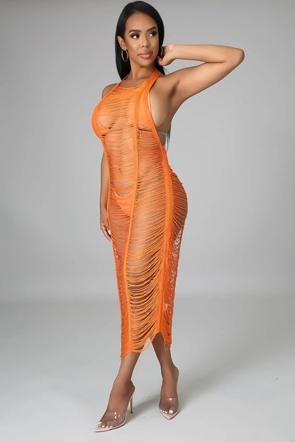 Sand In My Hair Orange Cover Up Crochet Dress