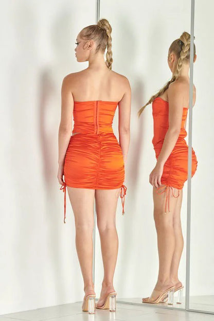 Satin Enchantment Corset Skirt Set Orange