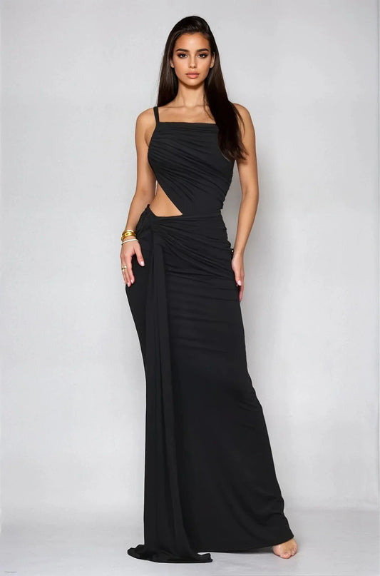 Sculpted Siren Cutout Maxi Dress- Black