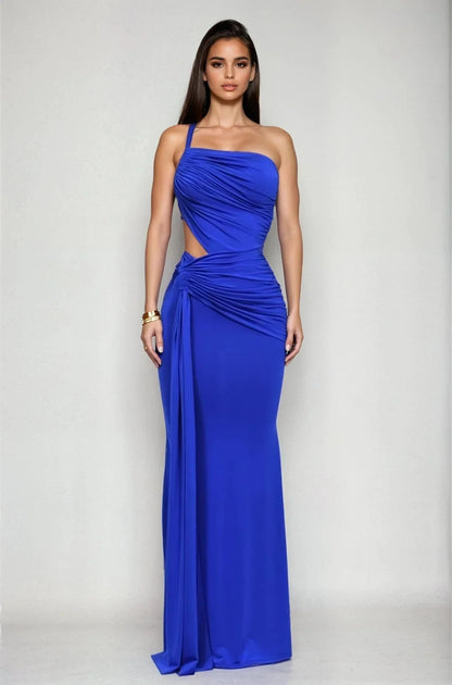 Sculpted Siren Cutout Maxi Dress- Blue