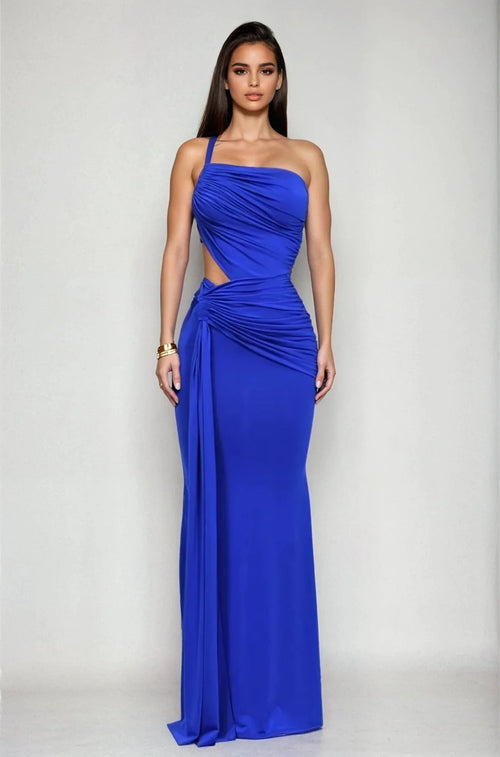 Sculpted Siren Cutout Maxi Dress- Blue