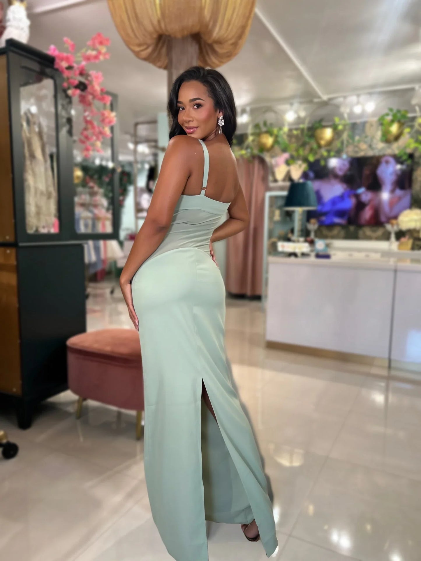 Seashell Muse Sculpted Maxi Dress - Sage
