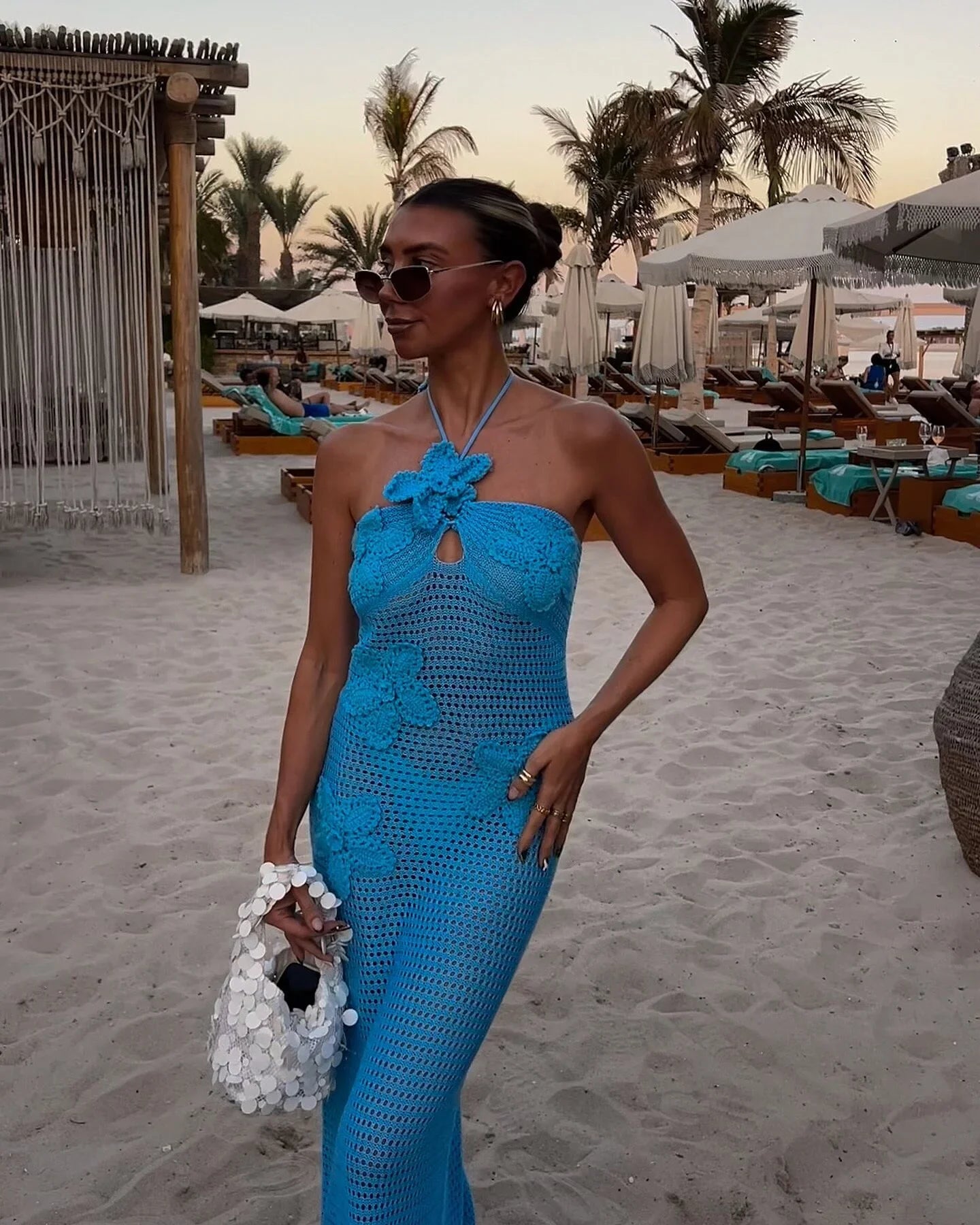 Seaside Bloom Sheer Maxi Cover-Up Turquoise