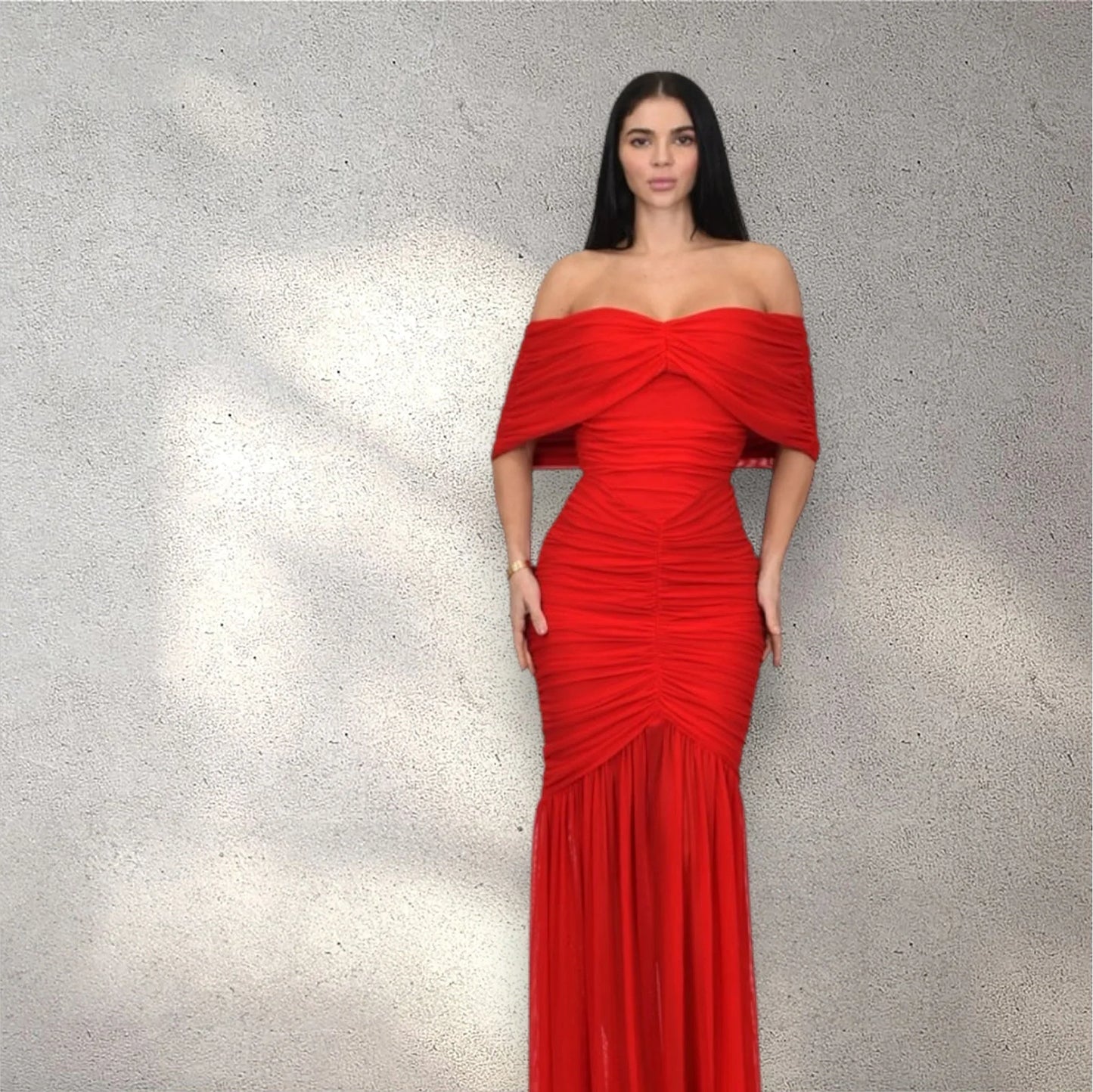 Seraphina Draped Elegance Gown Maxi Dress - Red