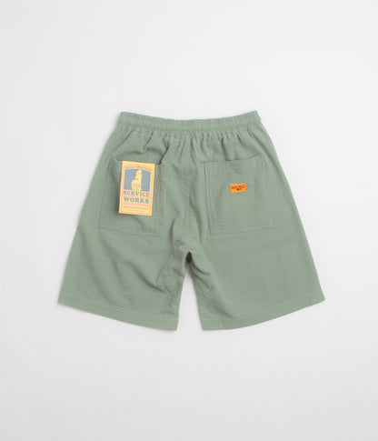 Service Works Seersucker Chef Shorts - Sage