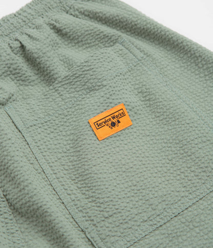 Service Works Seersucker Chef Shorts - Sage