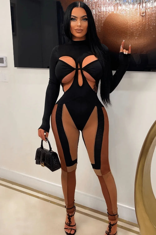 Showstopper Rachel Jumpsuit (Black/Nude)