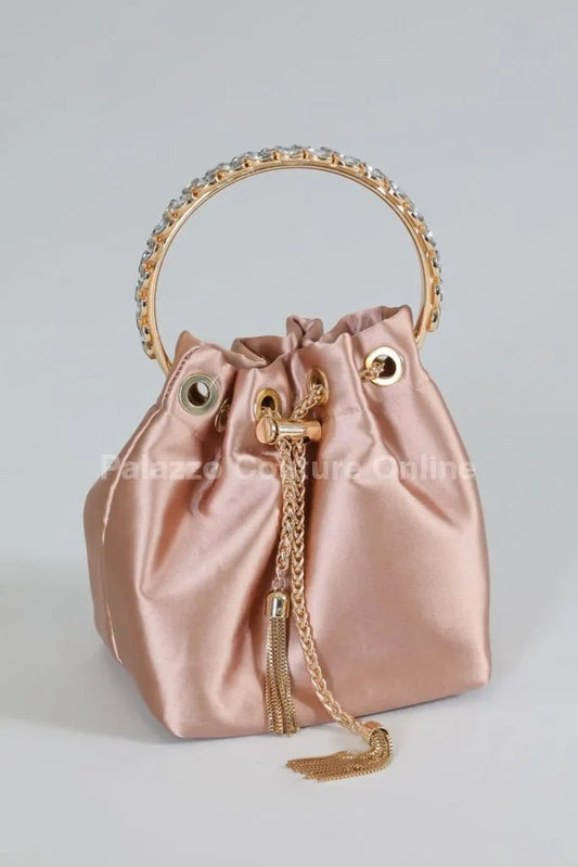 Simone Babe Nude Handbag with Rhinestone Handle & Chain