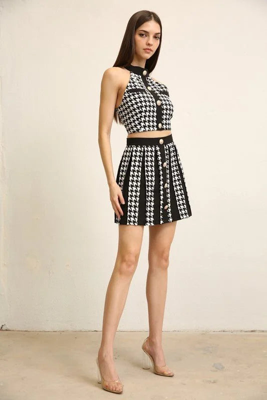 Simple & Sweet Skirt and Top Set - Black/White