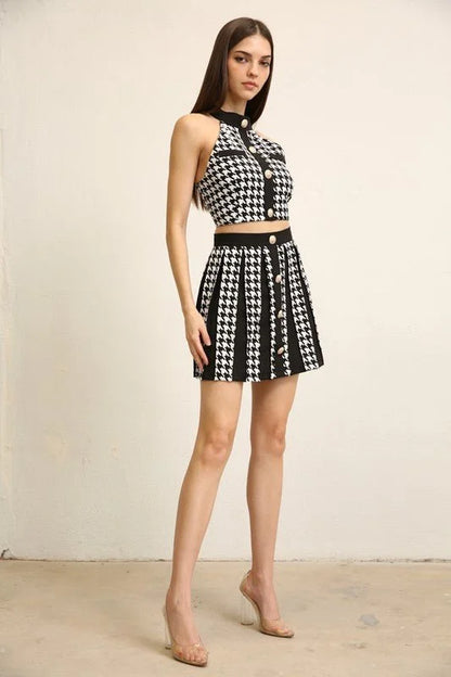 Simple & Sweet Skirt and Top Set - Black/White