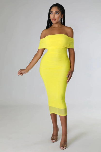 Sincerely Yours Ruched  Yellow Dress