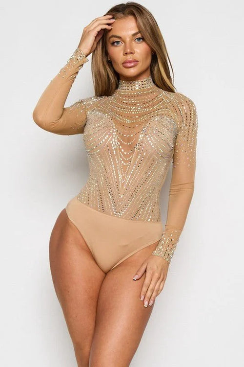 Stellar Dazzle Mesh Bodysuit (Nude)