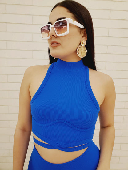 Summer Vacay Top & Leggings  Sculpting Set (Royal Blue)