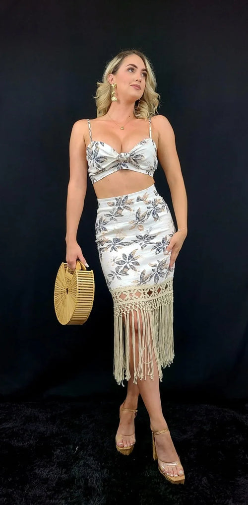 Sun and Sand Skirt Set - White Floral