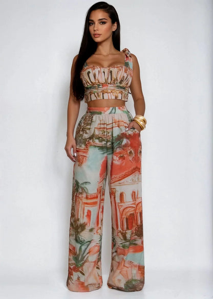 Sunset Riviera Pant Set - Brown