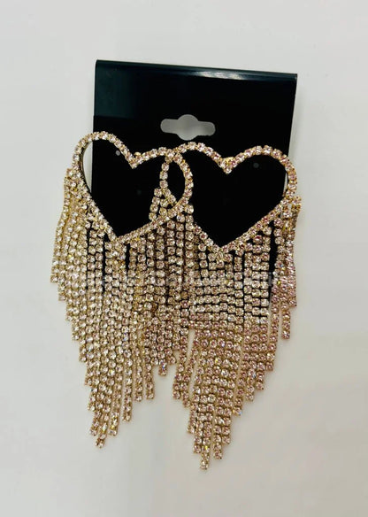 Sweetheart Fringe Earrings (Gold)