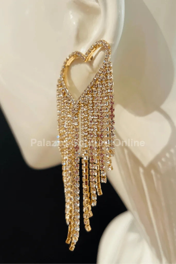 Sweetheart Fringe Earrings (Gold)