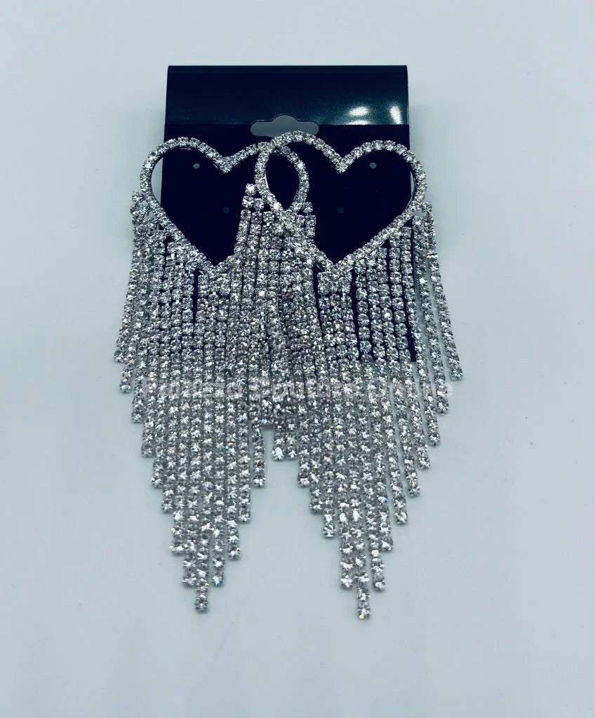 Sweetheart Fringe  Earrings (Silver)