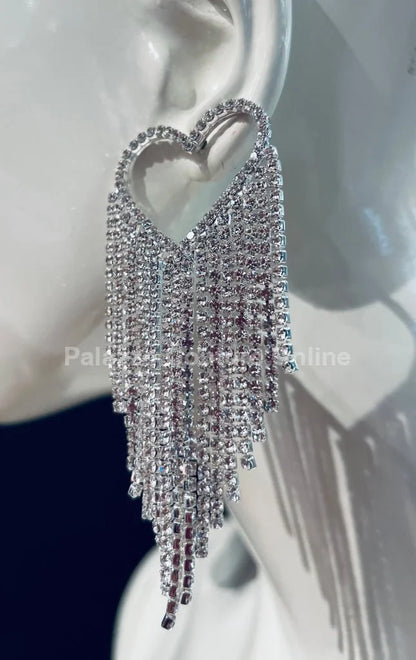 Sweetheart Fringe  Earrings (Silver)
