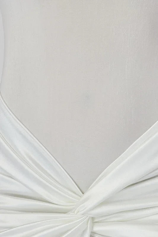 Temptress Elegant Long Sleeve Ruched Mini Dress White