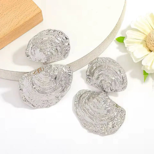 Tidal Bloom Drop Earrings-Silver