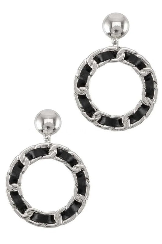 PU Tiered Circle Dangling Stud Earring