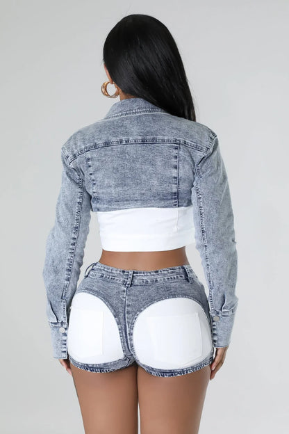 True Icon White Denim Short Set – Chic Two‑Piece Outfit