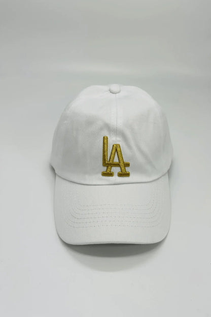 White Baseball Cap with Gold Embroidery – Urban Elite