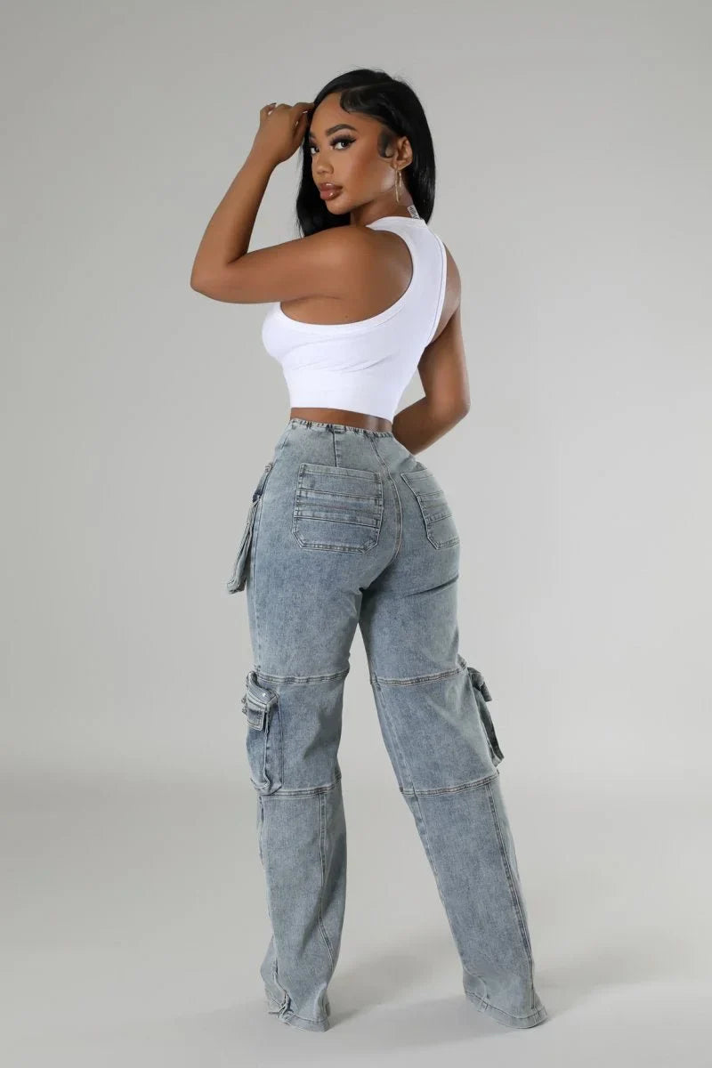 Utility Pocket Cargo Denim Pants