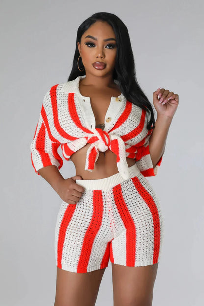 Vacation Mood  Shorts Set (Orange)
