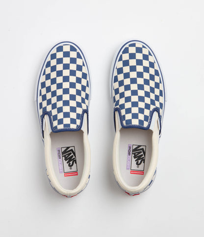 Vans Skate Slip-On Shoes - (Checkerboard) Blue / White
