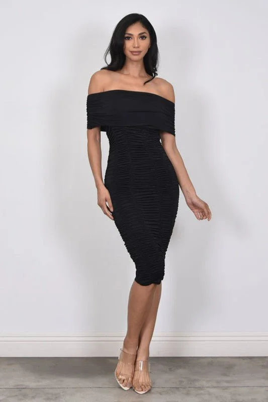 Versatile Charm Convertible Midi Dress (Black)