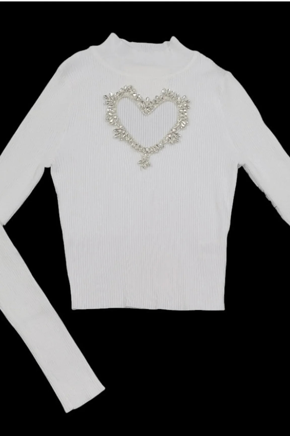 White Heart Cutout Turtleneck Top – Lovely Fit