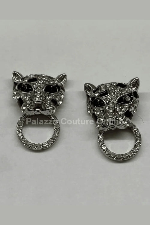 Wild Party Earrings – Crystal Leopard Earrings with Ring Detail
