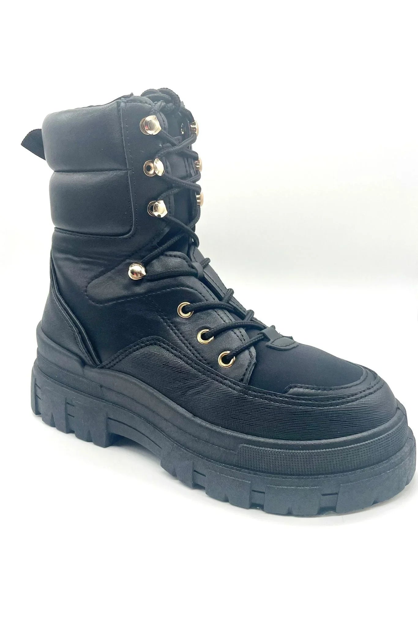 Winter Princess Kate Black Lace Boots with Chunky Platform Sole
