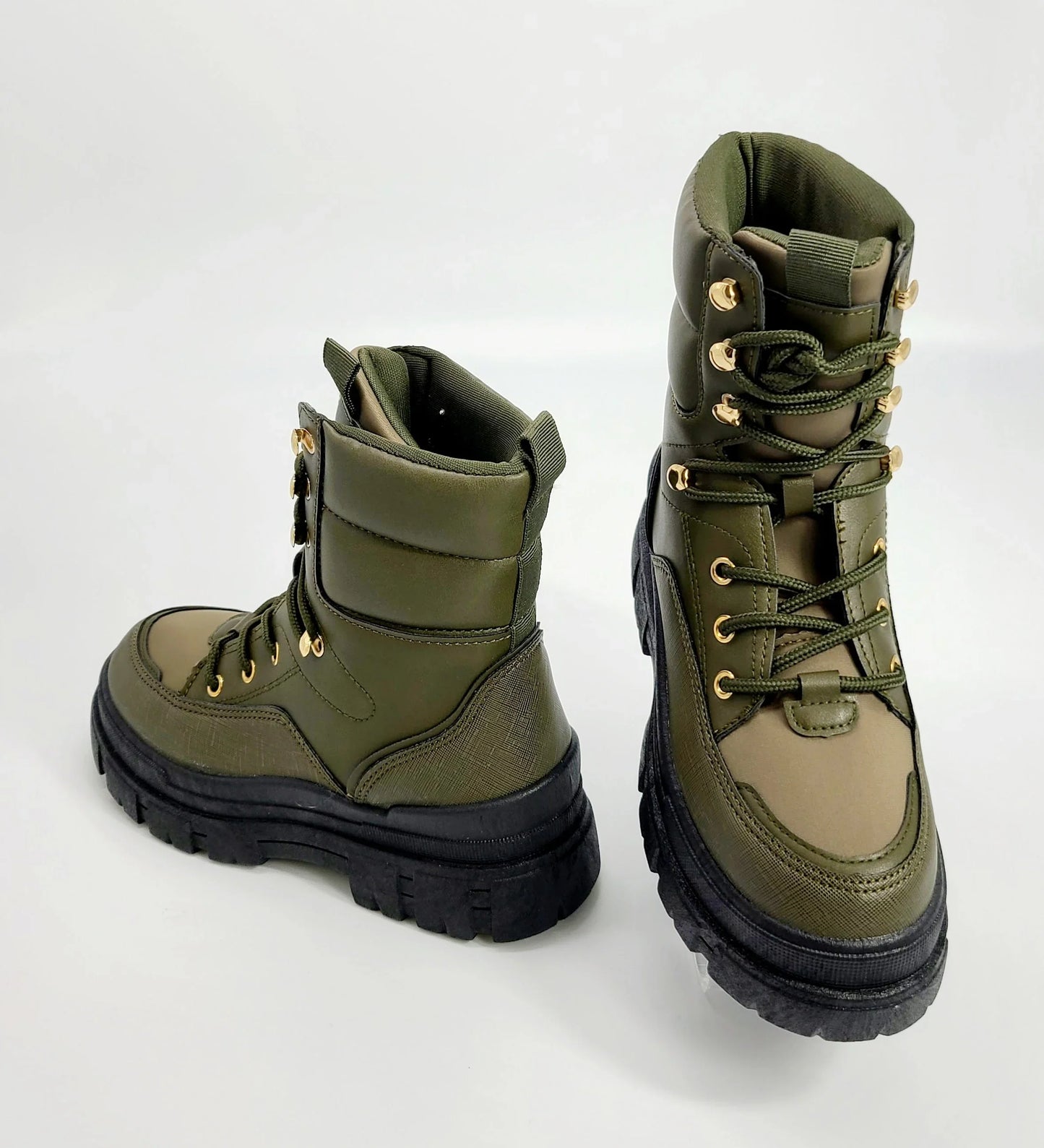 Winter Princess Kate Combat Boots (Olive)