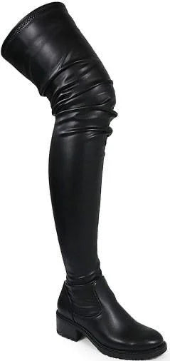 Women’s Platform Thigh High Boots with Stretchy Fit (Black)
